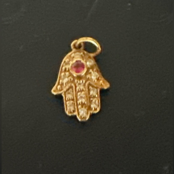 Sydney Evan 14k Gold w Diamonds and Ruby Hamsa charm receipt incl - Picture 2 of 4